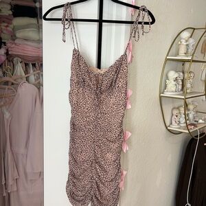 Cotton Candy LA Pink Cheetah Ruched Mini Dress – Size Small (Like New)